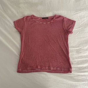 Brandy Melville Striped Red and White Tshirt - One Size
